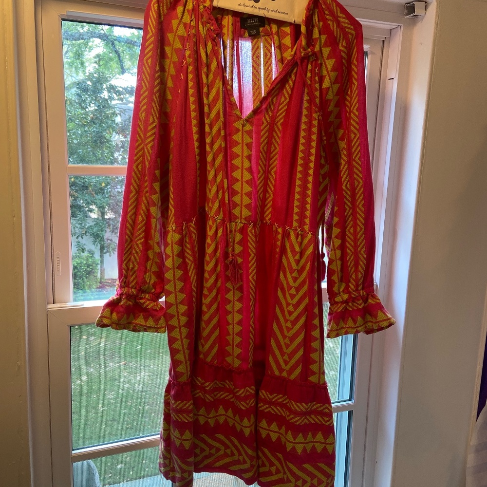 Anthropologie Maeve Pink & Green  Dress